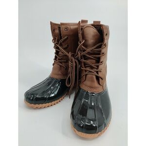 Sporto Duck Boots Mens Size 6 Brown Black Waterproof Lace-Up Rugged‎